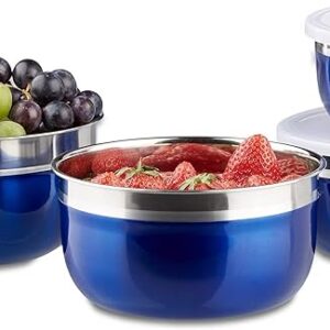 Saladiers Inox avec Couvercle Relaxdays Lot 4 Bols Mélangeurs Empilables