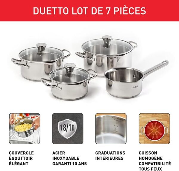 Tefal Duetto – Batterie de cuisine / Casserole inox