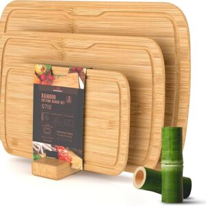 Ensemble de 3 Planches à Découper en Bois de Bambou Antimicrobiennes