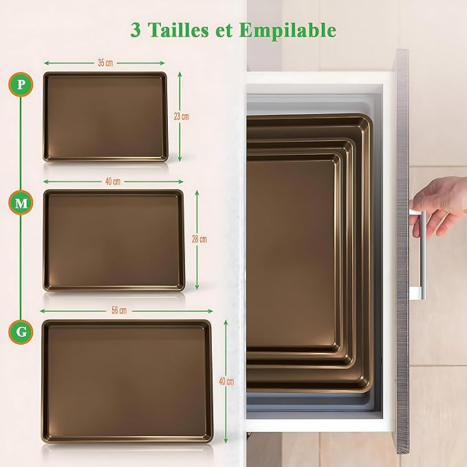 Plaques de Cuisson Antiadhésives NutriChef Lot de 3 en Acier Carbone – Image 2